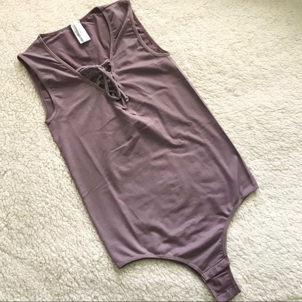 Mauve Bodysuit with Tie-front